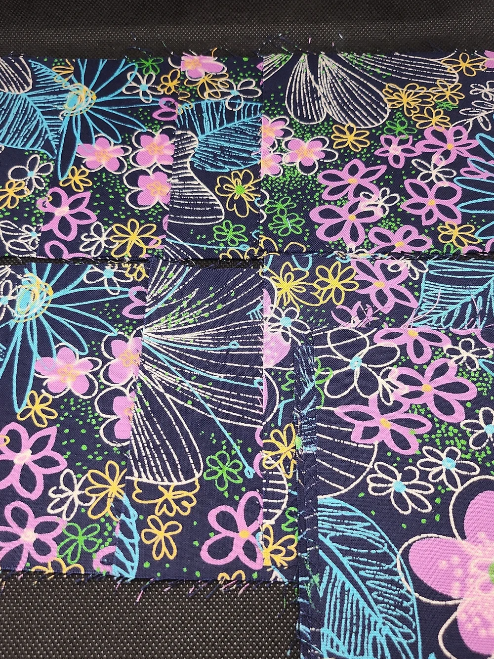 Navy Floral 4.75 Inch 12 Pcs Squares
